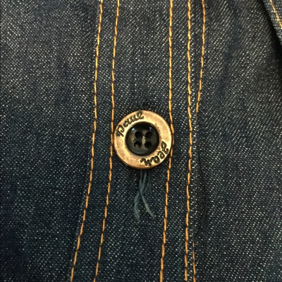 JEAN PAUL GAULTIER JPG VINTAGE SIGNATURE DENIM JEAN KNIT SHIRT DRESS sz 36 - Picture 4 of 6